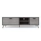 Meuble TV de style industriel de 71 pouces avec armoire rabattable et 2 étagères, gris, convient aux téléviseurs jusqu'à 79 pouces