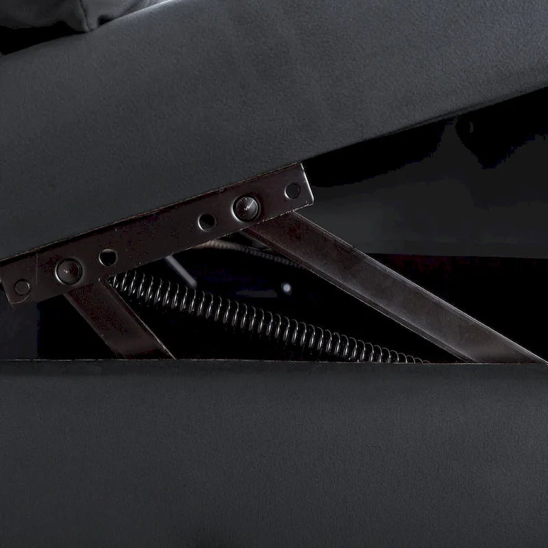 Chauffeuse capitonnée en velours de 58 po avec rangement dissimulé et garniture cloutée, noire, une place