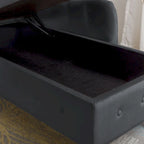 Chauffeuse capitonnée en velours de 58 po avec rangement dissimulé et garniture cloutée, noire, une place