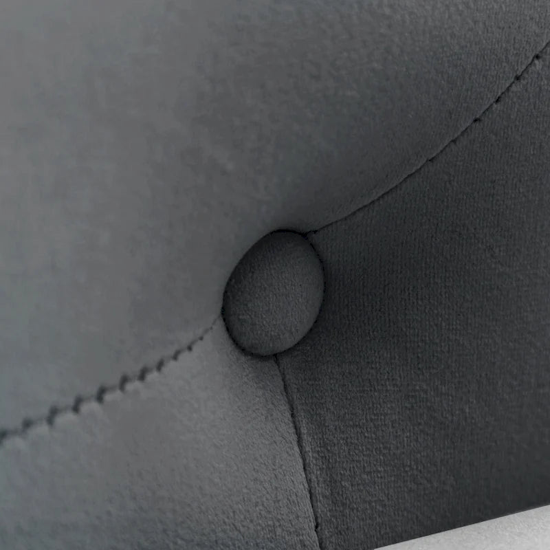 Chauffeuse capitonnée en velours de 58 po avec rangement dissimulé et garniture cloutée, noire, une place
