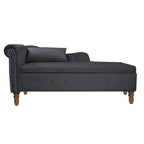 Chauffeuse capitonnée en velours de 58 po avec rangement dissimulé et garniture cloutée, noire, une place
