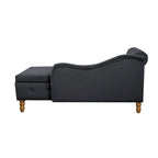 Chauffeuse capitonnée en velours de 58 po avec rangement dissimulé et garniture cloutée, noire, une place