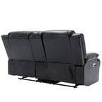 Canapé inclinable manuel 2 places avec bande LED, porte-gobelets et rangement, gris / noir, 2 places