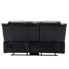 Canapé inclinable manuel 2 places avec bande LED, porte-gobelets et rangement, gris / noir, 2 places