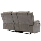 Canapé inclinable manuel 2 places avec bande LED, porte-gobelets et rangement, gris / noir, 2 places