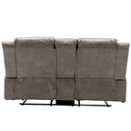 Canapé inclinable manuel 2 places avec bande LED, porte-gobelets et rangement, gris / noir, 2 places