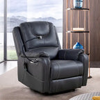 Fauteuil inclinable électrique avec massage, chaleur lombaire et port USB, noir/marron, une place
