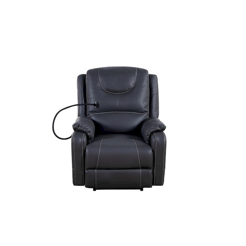 Fauteuil inclinable électrique avec massage, chaleur lombaire et port USB, noir/marron, une place