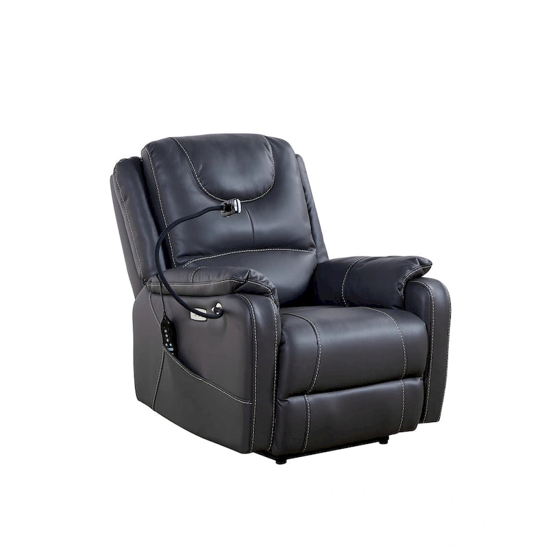 Fauteuil inclinable électrique avec massage, chaleur lombaire et port USB, noir/marron, une place