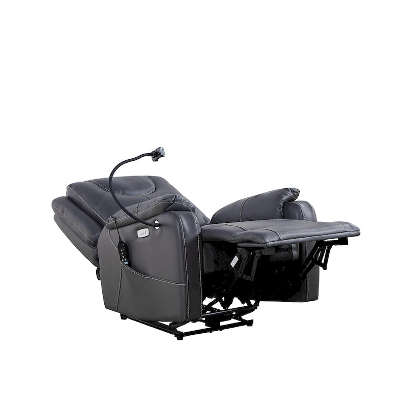 Fauteuil inclinable électrique avec massage, chaleur lombaire et port USB, noir/marron, une place