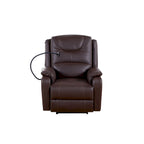 Fauteuil inclinable électrique avec massage, chaleur lombaire et port USB, noir/marron, une place