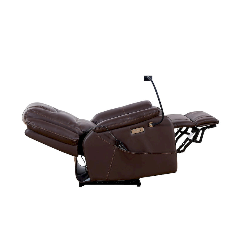 Fauteuil inclinable électrique avec massage, chaleur lombaire et port USB, noir/marron, une place