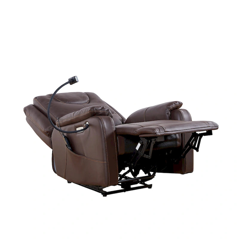 Fauteuil inclinable électrique avec massage, chaleur lombaire et port USB, noir/marron, une place