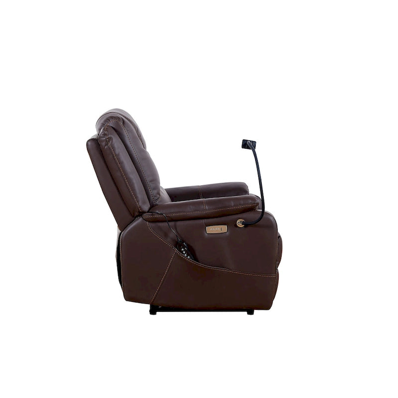 Fauteuil inclinable électrique avec massage, chaleur lombaire et port USB, noir/marron, une place