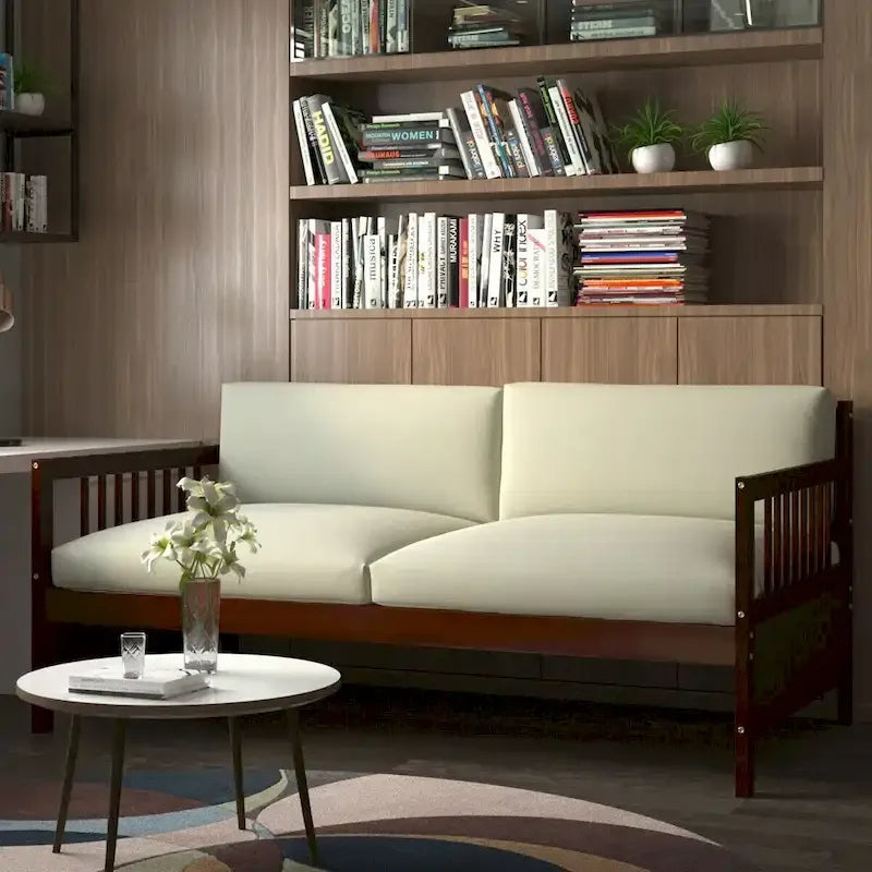 Cadre de lit de repos en bois à lattes, taille double, avec 3 barrières, marron / gris / blanc