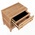 Table de chevet à 3 tiroirs avec moulures cannelées et tiroir doublé de feutre, naturel, unitaire