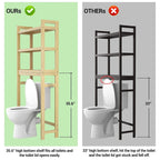 Étagère de rangement 3 niveaux en bambou à installer au-dessus des toilettes, avec 3 crochets, blanc / expresso / naturel / noir