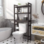 Étagère de rangement 3 niveaux en bambou à installer au-dessus des toilettes, avec 3 crochets, blanc / expresso / naturel / noir