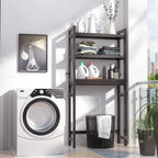 Étagère de rangement 3 niveaux en bambou à installer au-dessus des toilettes, avec 3 crochets, blanc / expresso / naturel / noir