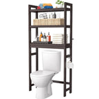 Étagère de rangement 3 niveaux en bambou à installer au-dessus des toilettes, avec 3 crochets, blanc / expresso / naturel / noir