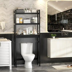 Étagère de rangement 3 niveaux en bambou à installer au-dessus des toilettes, avec 3 crochets, blanc / expresso / naturel / noir