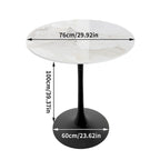 Table haute ronde de bar avec plateau en pierre frittée et pied central, Blanc antique / Jade / Blanc brillant, 2-3 places