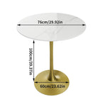 Table haute ronde de bar avec plateau en pierre frittée et pied central, Blanc antique / Jade / Blanc brillant, 2-3 places