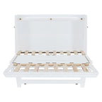 Lit escamotable Queen Size avec armoire rabattable et surface d'exposition, blanc / gris
