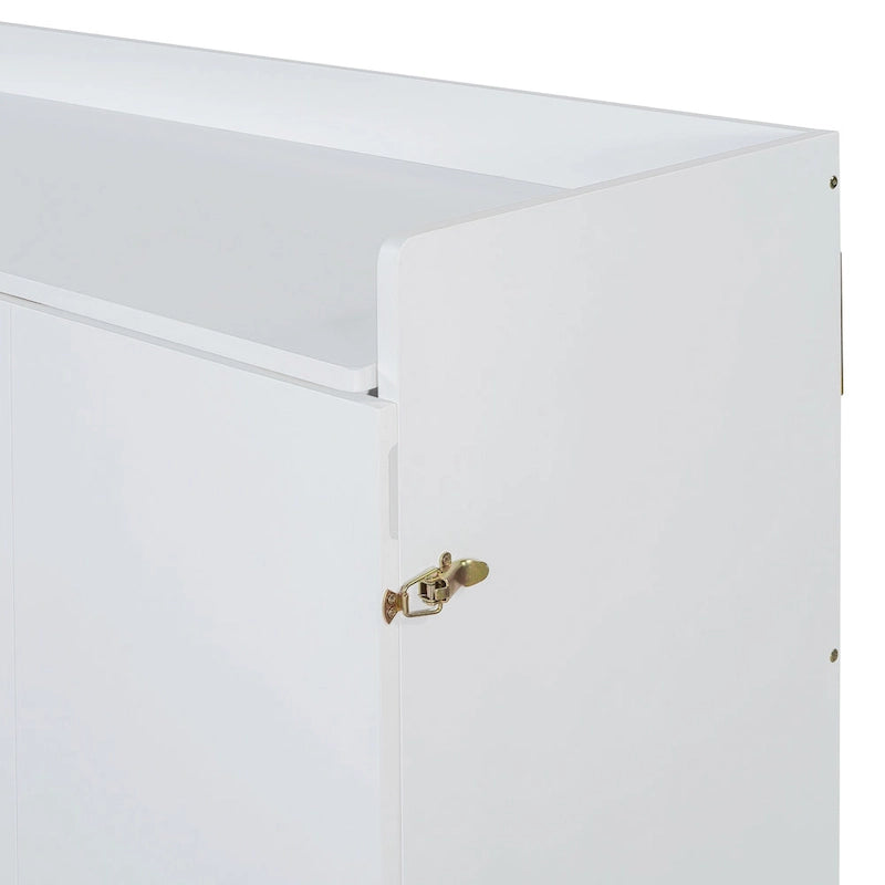 Lit escamotable Queen Size avec armoire rabattable et surface d'exposition, blanc / gris