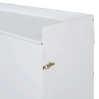 Lit escamotable Queen Size avec armoire rabattable et surface d'exposition, blanc / gris