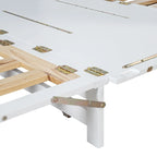 Lit escamotable Queen Size avec armoire rabattable et surface d'exposition, blanc / gris