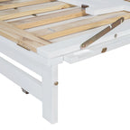 Lit escamotable Queen Size avec armoire rabattable et surface d'exposition, blanc / gris