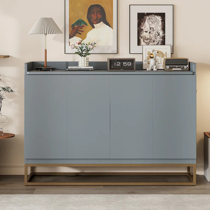 Lit escamotable Queen Size avec armoire rabattable et surface d'exposition, blanc / gris