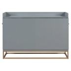 Lit escamotable Queen Size avec armoire rabattable et surface d'exposition, blanc / gris