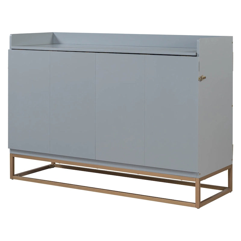 Lit escamotable Queen Size avec armoire rabattable et surface d'exposition, blanc / gris