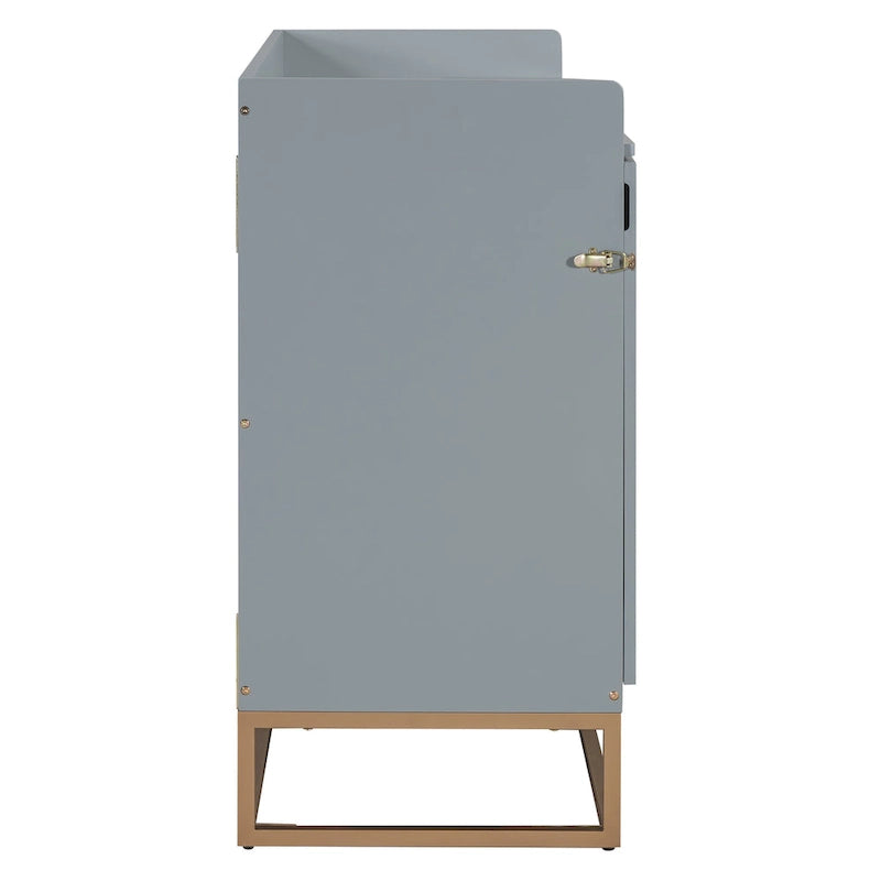 Lit escamotable Queen Size avec armoire rabattable et surface d'exposition, blanc / gris