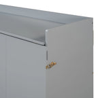 Lit escamotable Queen Size avec armoire rabattable et surface d'exposition, blanc / gris