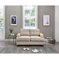 Causeuse en microsuède de style transitionnel avec dossier capitonné et assise à ressorts ensachés, vanille / noir / bleu marine / gris, 2 places