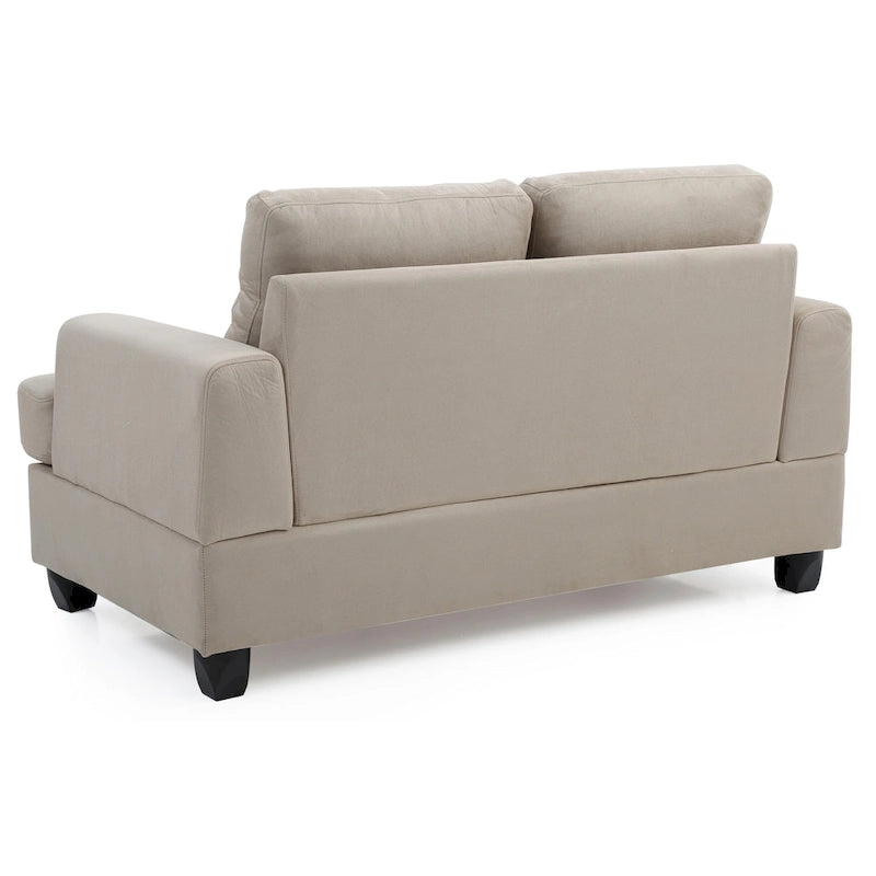 Causeuse en microsuède de style transitionnel avec dossier capitonné et assise à ressorts ensachés, vanille / noir / bleu marine / gris, 2 places