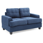 Causeuse en microsuède de style transitionnel avec dossier capitonné et assise à ressorts ensachés, vanille / noir / bleu marine / gris, 2 places