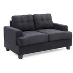 Causeuse en microsuède de style transitionnel avec dossier capitonné et assise à ressorts ensachés, vanille / noir / bleu marine / gris, 2 places
