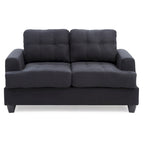 Causeuse en microsuède de style transitionnel avec dossier capitonné et assise à ressorts ensachés, vanille / noir / bleu marine / gris, 2 places