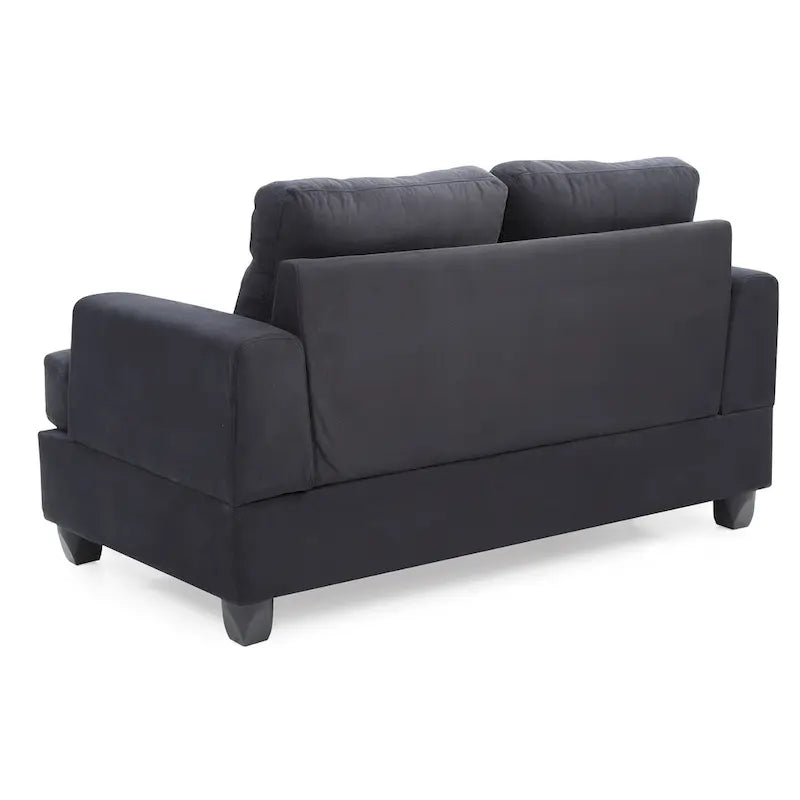 Causeuse en microsuède de style transitionnel avec dossier capitonné et assise à ressorts ensachés, vanille / noir / bleu marine / gris, 2 places