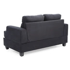 Causeuse en microsuède de style transitionnel avec dossier capitonné et assise à ressorts ensachés, vanille / noir / bleu marine / gris, 2 places