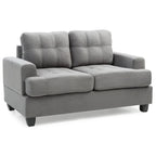 Causeuse en microsuède de style transitionnel avec dossier capitonné et assise à ressorts ensachés, vanille / noir / bleu marine / gris, 2 places