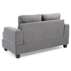 Causeuse en microsuède de style transitionnel avec dossier capitonné et assise à ressorts ensachés, vanille / noir / bleu marine / gris, 2 places