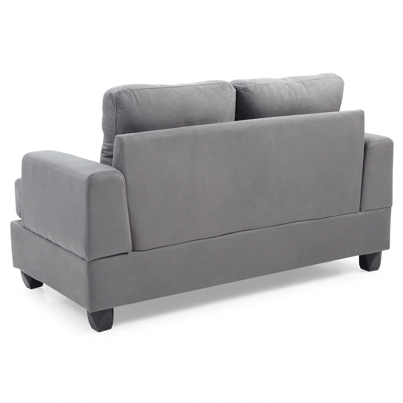 Causeuse en microsuède de style transitionnel avec dossier capitonné et assise à ressorts ensachés, vanille / noir / bleu marine / gris, 2 places