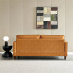 Canapé de style moderne du milieu du siècle en similicuir avec rangement, 190 cm, kaki/marron jaune, 3 places