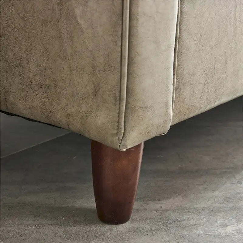 Canapé de style moderne du milieu du siècle en similicuir avec rangement, 190 cm, kaki/marron jaune, 3 places