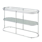 Console en chrome élégante de 122 cm avec étagère en verre à motifs, miroir effet ondulations / cascade